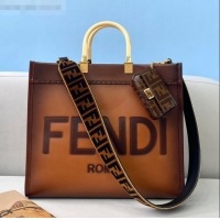 Good Product Fendi Sunshine Gradient Leather Medium Shopper Bag FD2201 Brown 2021