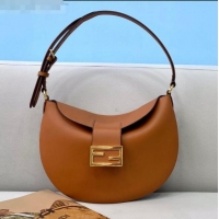 Super Quality Fendi Small Croissant Leather Hobo Bag FD2205 Brown 2021