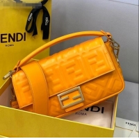 Buy New Cheap Fendi FF Lambskin Baguette Medium Bag FD2214 Orange 2021