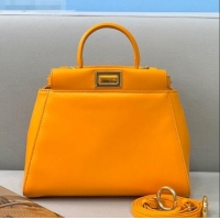 Trendy Design Fendi Peekaboo Iconic Mini Bag in FD2215 Orange Lambskin 2021