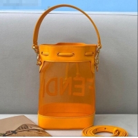 Low Cost Fendi Mon Tresor Mini Bucket Bag in FD2216 Orange Leather and Mesh 2021