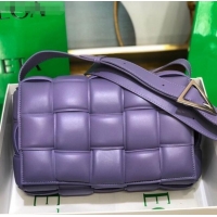 Shop Modern Bottega Veneta Padded Cassette Medium Crossbody Messenger Bag BV2340 Purple 2021