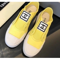 Unique Grade Chanel CC Patch Canvas Sneakers CCS04 Yellow 2021