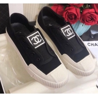 New Design Chanel CC Patch Canvas Sneakers CCS04 Black 2021