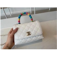 Affordable Price Chanel mini flap bag with top handle AS2215 White