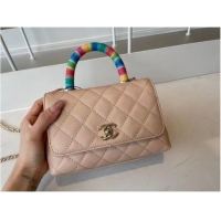 Affordable Price chanel mini flap bag with top handle AS2215 Apricot