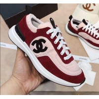 Fashion Chanel Suede and Nylon Sneakers G37122 Pink/Burgundy 2021