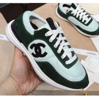 Custom Chanel Suede and Nylon Sneakers G37122 Light Green/Green2021