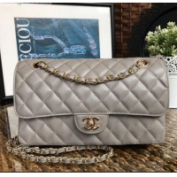 Top Quality Chanel Jumbo Quilted Grained Calfskin Medium Flap Bag CH1546 Grey/Gold