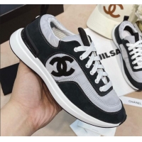 Low Price Chanel Suede and Nylon Sneakers G37122 Light Gray/Black 2021