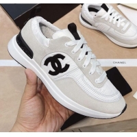 Affordable Price Chanel Suede and Nylon Sneakers G37122 Light Gray/White 2021