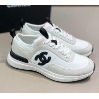 Best Quality Chanel Suede and Nylon Sneakers G37122 Pale Gray/White 2021