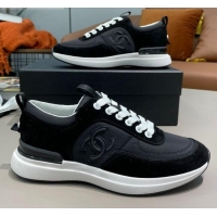 Cute Chanel Suede and Nylon Sneakers G37122 All Black 2021