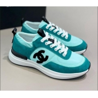 Low Cost Chanel Suede and Nylon Sneakers G37122 Bright Green 2021