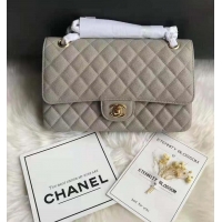 Best Design Chanel Grained Leather Medium Flap Bag CH1547 Grey/Gold