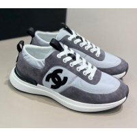 Elegant Chanel Suede and Nylon Sneakers G37122 Light Gray/Dark Gray 2021