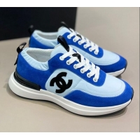 Top Design Chanel Suede and Nylon Sneakers G37122 Royal Blue 2021