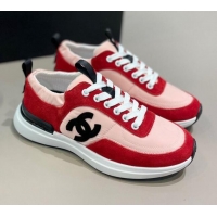 Shop Duplicate Chanel Suede and Nylon Sneakers G37122 Pink/Red 2021