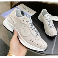 Lower Price Chanel Suede Sneakers G37307 Light Gray 2021