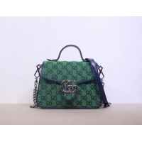 Famous Brand Gucci GG Marmont Multicolor mini top handle bag 583571 green