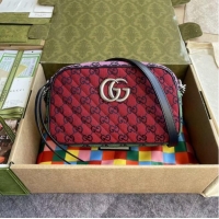 Discount Gucci GG Marmont Multicolor small shoulder bag 447632 red&yellow&green& powder