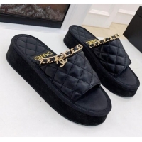 Discount Chanel Chain Platform Slide Sandals 040753 Black 2021