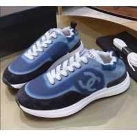 AAAAA Chanel Denim Sneakers G37122 Blue 2021