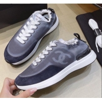 Duplicate Chanel Denim Sneakers G37122 Gray 2021