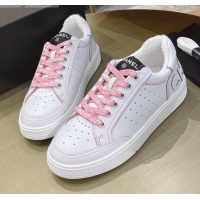 Charming Chanel Calfskin Sneakers G36295 White/Pink 2021