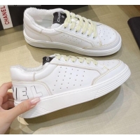 Sumptuous Chanel Calfskin Sneakers G36295 White/Yellow 2021