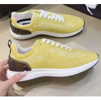 Hot Style Chanel Embroidered Mesh Sneakers G37129 Yellow 2021