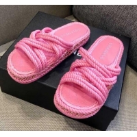 Luxurious Chanel Cord Slide Sandals G36926 Pink 2021