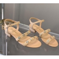 Most Popular Chanel Calfskin Flat Sandals G37212 Beige 2021