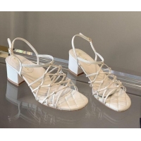 Stylish Chanel Laminated Lambskin Mesh Sandals G36876 White 2021