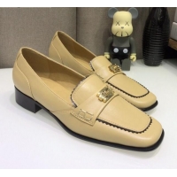 Duplicate Chanel Contarsting Trim Lambskin Loafers 428101 Beige 2021