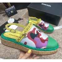 Affordable Price Chanel Slingback Print Canvas Espadrilles 042946 Green 2021