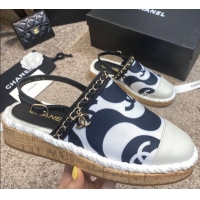 Best Price Chanel Slingback Print Canvas Espadrilles 042946 White 2021