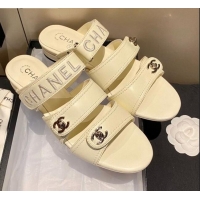 Reasonable Price Chanel Lambskin Embroidered Strap Flat Sandals 042956 White 2021