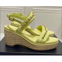 Best Design Chanel Calfskin Chain Wedge Sandals 042960 Yellow 2021