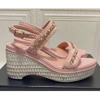 Grade Design Chanel Calfskin Chain Wedge Sandals 042960 Pink 2021