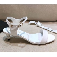 Low Price Chanel Calfskin Pearl Heel Sandals 050617 White 2021