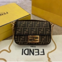 Market Sells Fendi FF Fabric Mini Baguette Bag F1293 Brown/Black 2021