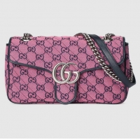 Famous Brand Gucci GG Marmont multicolor small shoulder bag 443497 Pink