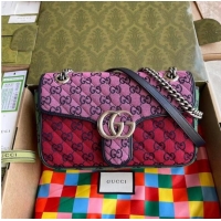 Pretty Style Gucci GG Marmont multicolor small shoulder bag 443497 Pink&green&yellow&red