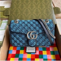 Hot Sell Gucci GG Marmont multicolor small shoulder bag 443497 blue