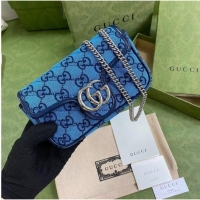 Promotional Gucci GG Marmont Multicolor super mini bag 476433 Light blue