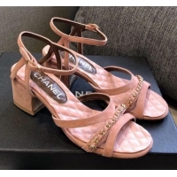 Best Price Chanel Suede Chain Sandals 5cm 050752 Pink 2021