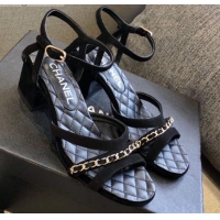 Perfect Chanel Suede Chain Sandals 5cm 050752 Black 2021