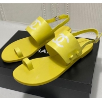 Classic Chanel Calfskin Thong Flat Sandals G36885 Yellow 2021