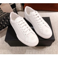 Popular Chanel Matte CC Charm Leather Sneakers 051005 White 2021